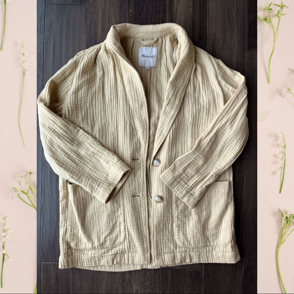 Madewell Textured Cream Lightspun Dorset Blazer | Size Small
